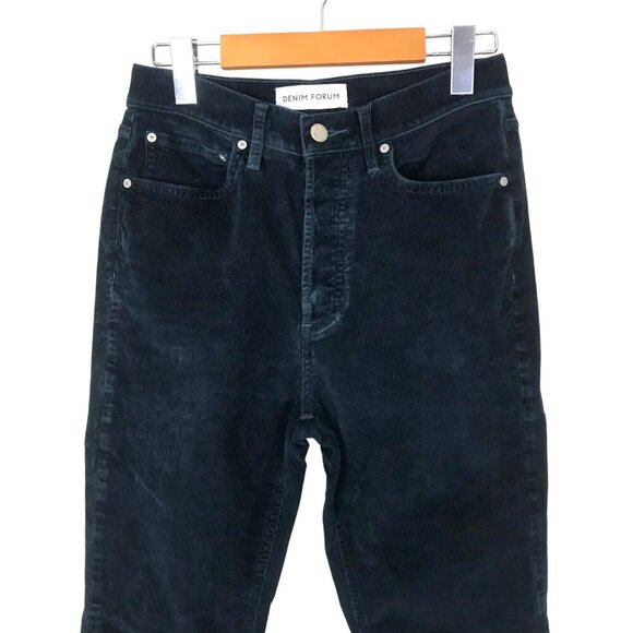 Denim Forum The Marianne  High Rise Flare Navy Blue Corduroy Pants Size 27 - Picture 3 of 8
